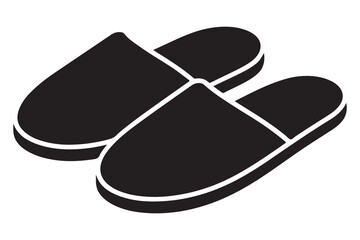 Silhouette of casual home slippers icon, simple footwear design isolated on white background illustration
