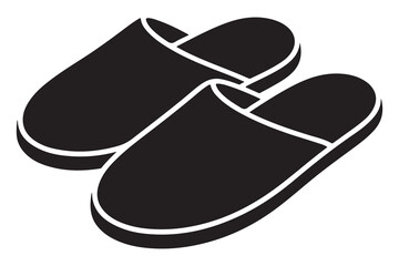 Silhouette of casual home slippers icon, simple footwear design isolated on white background illustration
