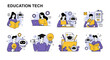 © Team Work - Vector art of education technology concept with people and robots