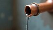 © BeeSee - Leaking Copper Pipe with Water Droplets, Illustrating Plumbing Problems and Home Repair Issues Concept of Maintenance, Damage and Water Waste, created with generative ai