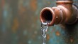 © BeeSee - Leaking Copper Pipe with Water Droplets, Illustrating Plumbing Problems and Home Repair Issues Concept of Maintenance, Damage and Water Waste, created with generative ai