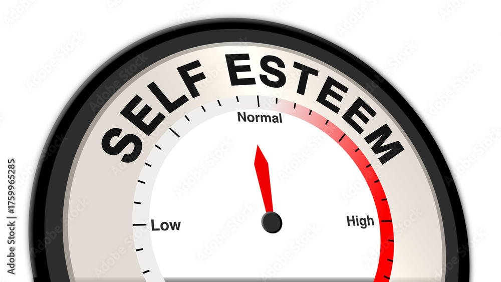 Self-esteem at normal levels, displayed on a barometer or tachometer ...