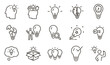 © Pedro - Creativity, innovation, lightbulbs and ideas icon set. Thin line editable stroke icons for brainstorming, imagination, design thinking, creative process, invention, inspiration, and problem solving.