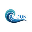 © MDSENTU - Abstract Water Wave Logo Branding, JUN Later Logo, Creative Ocean Wave Symbol with Text