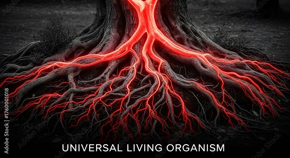 Universal Living Organism - Glowing Tree Roots Network Visualization ...