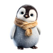 © Sadia - Adorable fluffy baby penguin wearing a knitted scarf isolated on transparent background