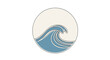 © Fancesco - Minimalist Wave Illustration Inside Circular Frame: Calm Water, Ocean Symbol And Beautiful Design