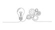 © Ingrid - Continuous line drawing of lightbulb and gears concept of idea generation and creative thinking process