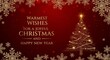 © UMMI - Send warmest wishes this Christmas and New Year with a stunning golden Christmas tree and snowflakes, perfect for holiday greetings and festive cheer