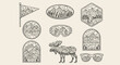 © John - Mountain Adventure Emblem Collection 365, a set of minimalist line art logos for outdoor exploration and wilderness travel