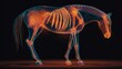 © Auraclicks - Animal endocrinology study glowing neon gland inside horse silhouette futuristic conceptual veterinary physiology illustration