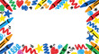 © Sarna - Vibrant kids' drawing frame with colorful wax crayons, hearts, and stars on a white background for creative projects