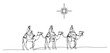 © Wieslaw - Biblical Magi Journey in One Continuous Line Art. Three Wise Men Following the Star of Bethlehem. Christian Nativity Scene.