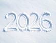 © Asunta - New Year 2026 written in fresh snow, winter holiday concept