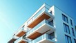 © Tatyana - Modern white apartment building with glass balconies under clear blue sky bright sunlight