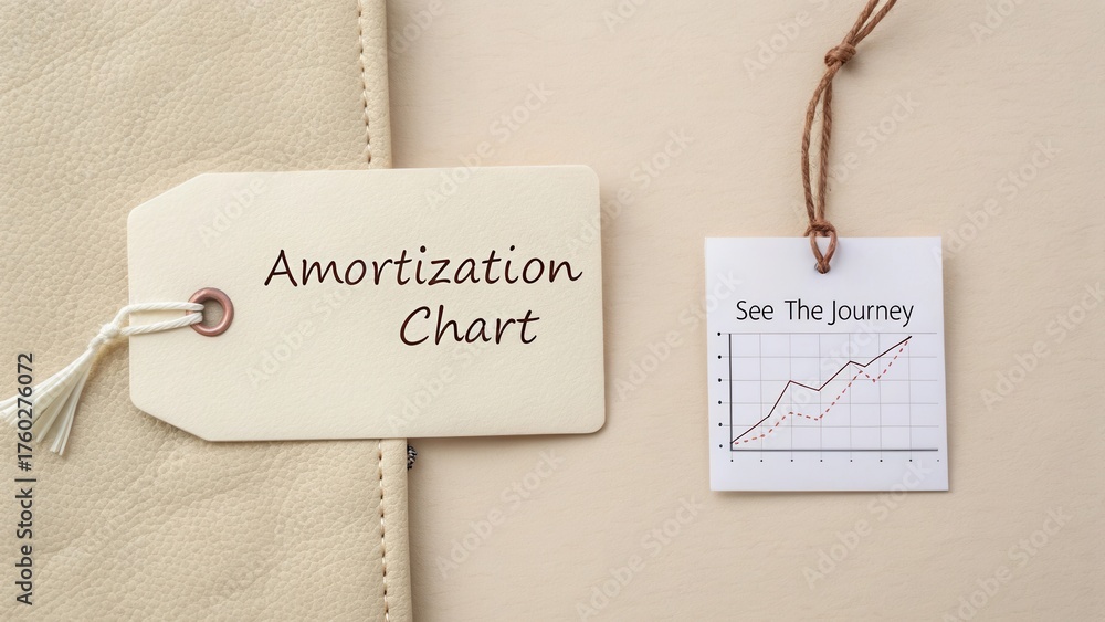 Amortization Chart with Growth Graph and Tag Illustration for Financial ...
