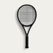 © Mariya - Black tennis racket with string pattern and textured handle casting shadow on white background