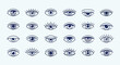 © Myanee - Collection of Graphic Eye Icons Vision, Perception, and Style in Detailed Outline