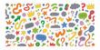 © MdShahadat - Colorful hand-drawn doodle set of arrows, crowns, stars, clouds, and speech bubbles
