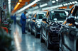 © Maryna - Vehicle assembly line. New automobiles are produced in factory. Workers doing final touches on car production, automotive quality control. Car manufacturing industry. Modern vehicle logistic on plant.