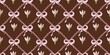 © Svitlana Kulibaba  - A sophisticated seamless pattern featuring delicate pink bows and small flower buds arranged in a wavy diamond lattice on a rich chocolate brown background. Elegant  and feminine.