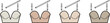 © Arafat - Illustrated collection of strapless convertible bras in a variety of nude skin tones, minimalist vector lingerie set for different complexions
