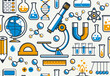 © Sylverarts - Science seamless background, vector tiling endless repeat pattern of different sciences like chemistry and physics, geography and math, elements easy to use separately as an icons or illustrations.