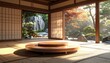 © زين العصر - Serene Japanese interior with zen garden vista