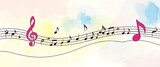Hand-drawn music notes and treble clef on a soft watercolor background, symbolizing creativity, melody, and artistic expression.