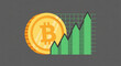 © Atta - Bitcoins ascent a visual depiction of cryptocurrency growth with an upward trending bar graph and bitcoin symbol on a dark gray background