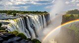 Majestic Victoria Falls - A Breathtaking Natural Wonder with Rainbow.