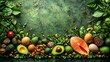 © tito - Healthy food ingredients on green background
