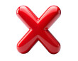 © syaw41 - A shiny red 3D X mark symbol representing concepts of negation, error, and cancellation, isolated on a clean white background