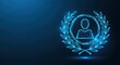 © Eman Suardi - Glowing blue digital award icon with a user profile and laurel wreath