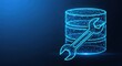 © Moon Guy - Glowing wireframe icon of database maintenance