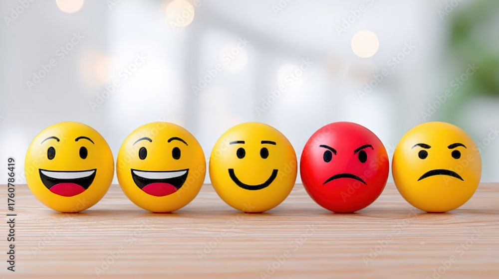 Variety of Realistic Emoji Ball Expression with Positive and Negative ...