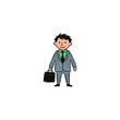 © progoz - Businessman in a suit holding a briefcase cartoon illustration