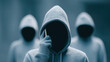 © Bunny creation - Group of scammer wearing a hoodie is talking on a cell phone, fraud and criminal concept