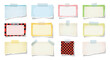 © Avra - Realistic vector set of torn paper notes with adhesive tape. Collection of ripped memo scraps and notebook pages for design