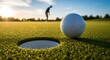© youns - jugador de golf metiendo la pelota de golf en el hoyo