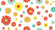 © Malcom - A vibrant and playful pattern of colorful retro-style flowers.