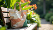 © Semper Altius - Eco-friendly canvas tote bag with abstract botanical pattern