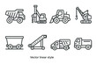 © Igor - Monochrome construction equipment icons in linear vector style