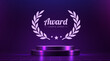 © hobbitfoot - Neon Award Podium with Laurel Wreath Symbol. A vibrant virtual achievement stage.