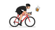 © Mael - Humorous illustration of a cyclist dreaming about a beer after a long ride enjoyment