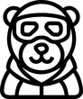 © khan - Bear in pilot uniform with goggles and adventurous pose Line Art Vector illustration