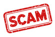 © DrexDesign - Red distressed 'Scam' stamp warns against fraud and deception