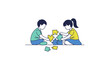 © Lidot - Children Assembling a Colorful Jigsaw Puzzle Together Illustrating Teamwork and Problem-Solving.