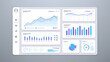 © Rendix Alextian - Web Dashboard Ui, Statistic Graphs, Data Charts and Diagrams Infographic Template Mockup. Light Mode Dashboard, Vector Illustration