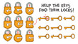 © kharlamova_lv - Logic puzzle for kids with locks and keys. Match each key to the correct lock. Educational activity for children to develop attention, thinking, and matching skills. Spot it